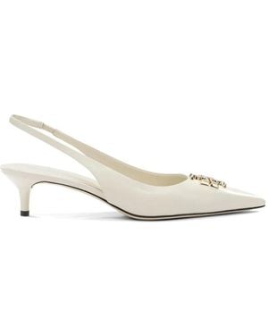 Tory Burch Appliqued Leather Heeled Court Shoes - White