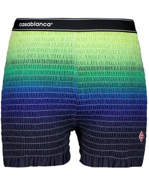 CASABLANCA Gradient-Design Shirred-Texture Shorts - Green