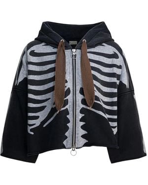 Kapital Skeleton Zip Hoodie - Black