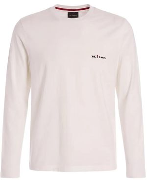 Kiton Logo-Embroidered Long-Sleeve T-Shirt - Pink