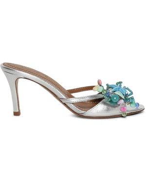 Alameda Turquesa Beaded-Embellishment Mules - Metallic