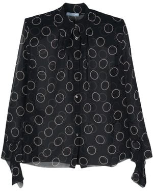 Prada Graphic-Print Semi-Sheer Shirt - Black