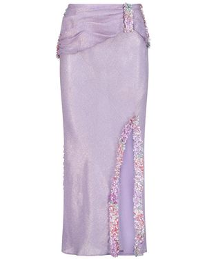 SANA OSMANI Delta Ruched Floral Maxi Skirt - Purple