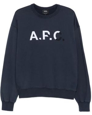 A.P.C. Felpa Con Stampa Logo - Blu