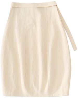 Studio Nicholson Jupe Mi-Longue Orcha À Taille Nouée - White