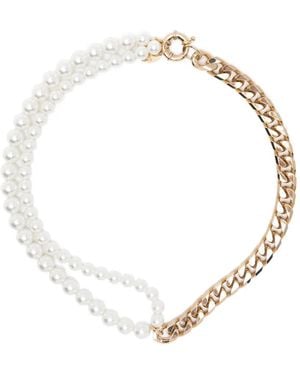 N°21 Collar de cadena con perlas artificiales - Metálico