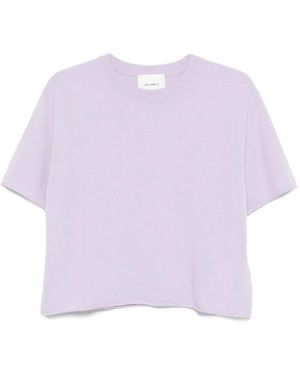 Lisa Yang Short-Sleeve Cashmere Knit Top - Purple