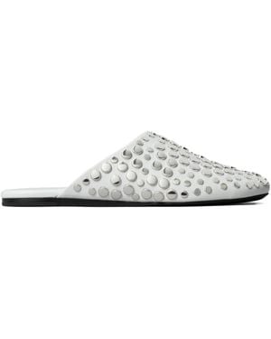 Tory Burch Studded Leather Mules - White