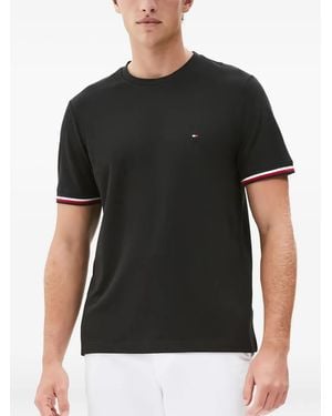 Tommy Hilfiger Tipped-Sleeve Cotton T-Shirt - Black