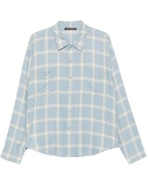 Cole Buxton Check-Pattern Stud-Embellished Shirt - Blue