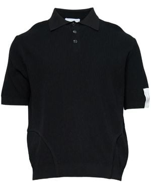 JUNTAE KIM Corset-seamed Ribbed Polo Shirt - Black