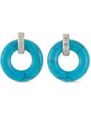 Mateo Pendientes Donut En Oro Amarillo De 14 Ct Con Diamante - Azul