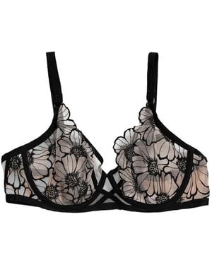 Chantelle Floral-Applique Bra - Black