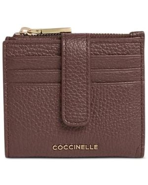Coccinelle Medium Metallic Grained-Leather Wallet - Brown
