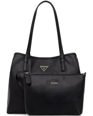 Guess Victtoria Logo-Plaque Tote Bag - Black