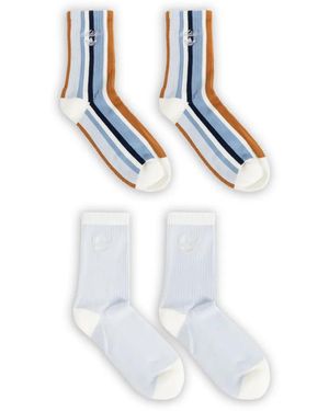 adidas Logo-Embroidered Striped Socks - White