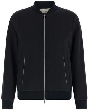 Peserico Ribbed Zip-Up Sweatshirt - Black