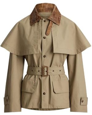 Polo Ralph Lauren Belted Cape-Overlay Jacket - Natural