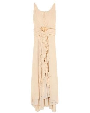 Blumarine Rose-Detail Flounced Maxi Dress - White