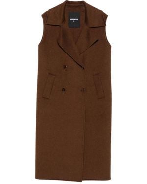Patrizia Pepe Double-Breasted Sleeveless Coat - Brown
