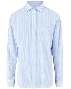 Hartford Striped Seersucker Shirt - Blue