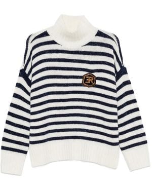 ERMANNO FIRENZE Striped Logo-Patch Jumper - Blue