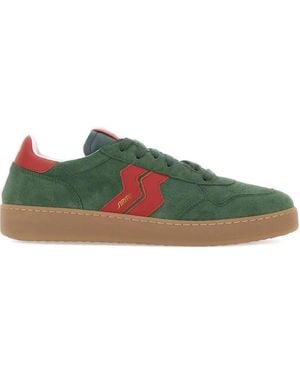 Strype Leather Trainers - Green