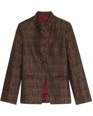 Zadig & Voltaire Verysa Paisley-Print Mandarin-Collar Blazer - Brown