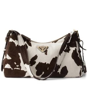 Prada Medium Aimèe Printed Shoulder Bag - White