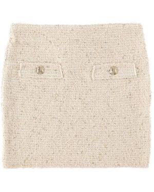 Balmain Falda De Bouclé Con Botones - Neutro