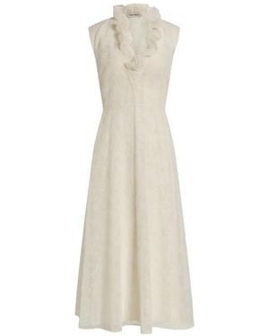 Alberta Ferretti Ruffled Midi Dress - White