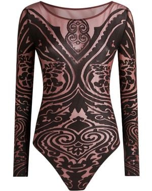 Etro Paisley Printed Jersey Bodysuit - Brown