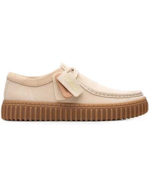 Clarks Torhill Lo Suede Derby Shoes - Natural