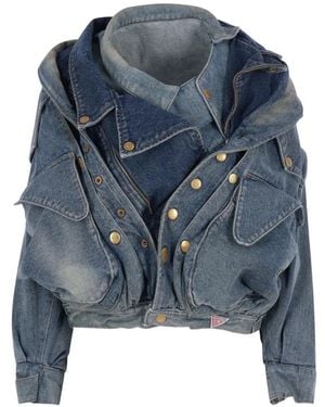 August Barron Chaqueta Deconstruida Con Panel A Capas De X Guess - Azul