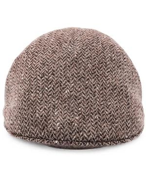 Brunello Cucinelli Herringbone-Knit Flat Cap - Brown