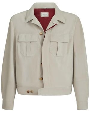 Brunello Cucinelli Buttoned Suede Jacket - Gray