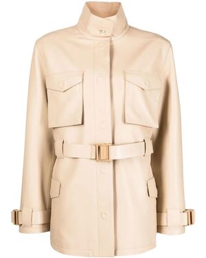 Off-White c/o Virgil Abloh Single-Breasted Belted-Waist Coat - Natural