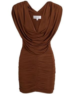 Ronny Kobo Kehlani V-Neck Ruched Mini Dress - Brown
