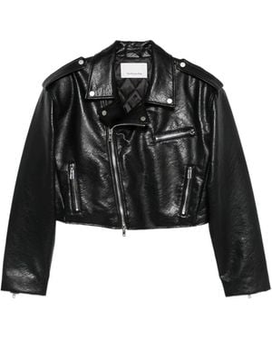 Frankie Shop Daphne Cropped Biker Jacket - Black