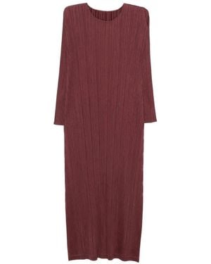 Pleats Please Issey Miyake Pleated Midi Dress - Red