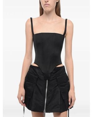 LAQUAN SMITH Satin-Finish Corset Top - Black