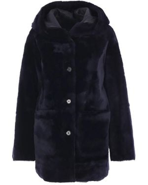 Arma Kapuzenmantel aus Faux Shearling - Blau