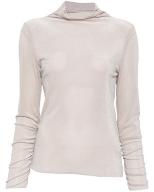 Luisa Cerano Ruched Roll-Neck Top - White