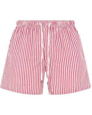 Fedeli Striped Drawstring-Waist Swim Shorts - Pink