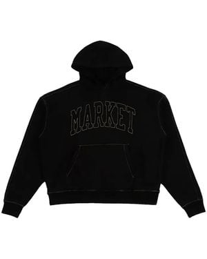 Market Logo-Embroidered Contrast-Stitch Hoodie - Black