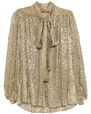 Elie Saab Blouse À Col Lavallière Et Effet Métallisé - White