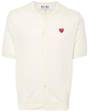COMME DES GARÇONS PLAY Heart-Patch Wool Cardigan - White