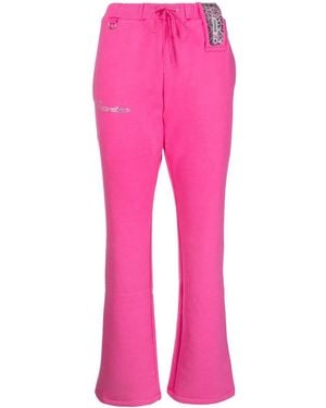 Doublet Rhinestone-Logo Detail Track Trousers - Pink