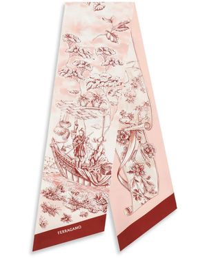 Ferragamo Voyage-Print Silk Bandeau - Pink