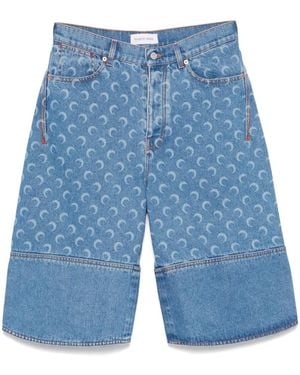 Marine Serre Moon Denim Bermuda Shorts - Blue